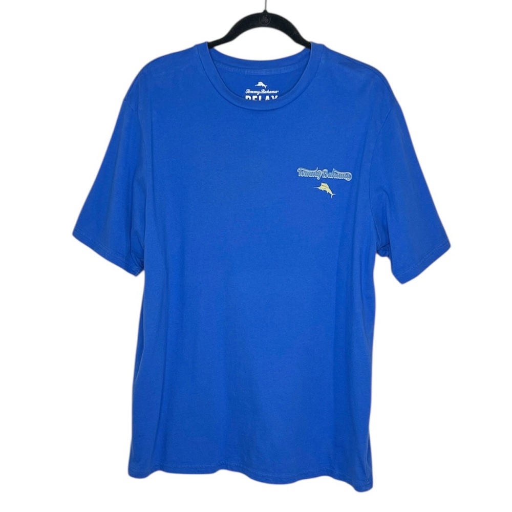 Tommy Bahama Relax Blue Back Graphic Print Island Rider Motorcycle Tee size L